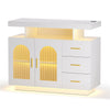 White Buffet Sideboard with Clear Doors & Drawers