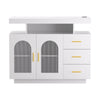 White Buffet Sideboard with Clear Doors & Drawers