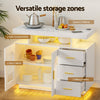 White Buffet Sideboard with Clear Doors & Drawers