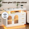 White Buffet Sideboard with Clear Doors & Drawers