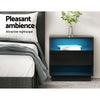 Artiss 2x LED Bedside Tables – HANA Black with Shelves