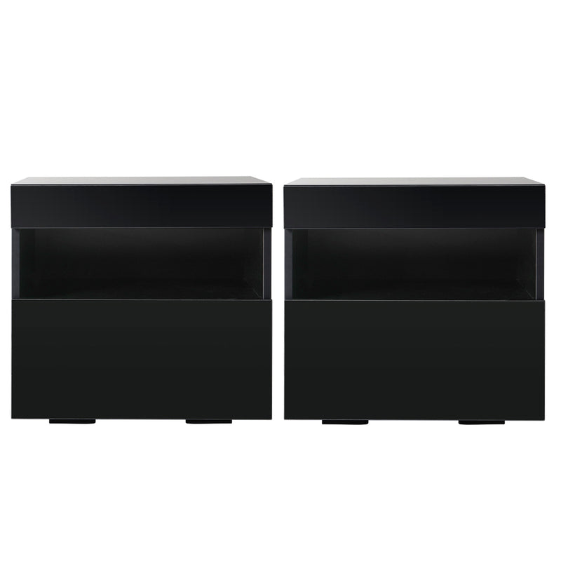 Artiss 2x LED Bedside Tables – HERES Black