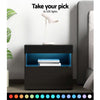 Artiss 2x LED Bedside Tables – HERES Black