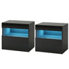 Artiss 2x LED Bedside Tables – HERES Black