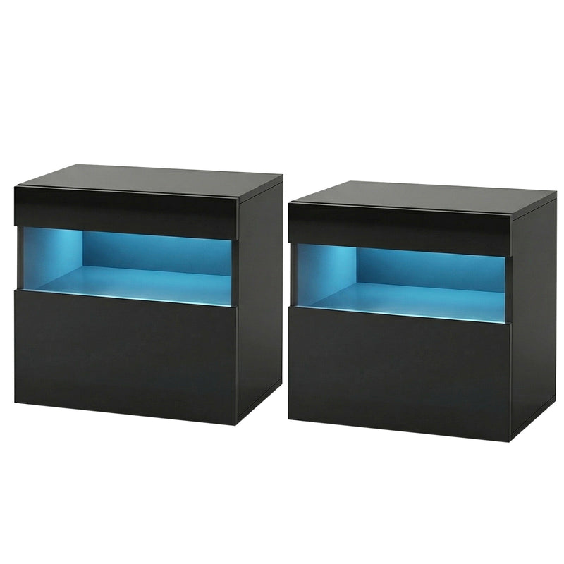 Artiss 2x LED Bedside Tables – HERES Black