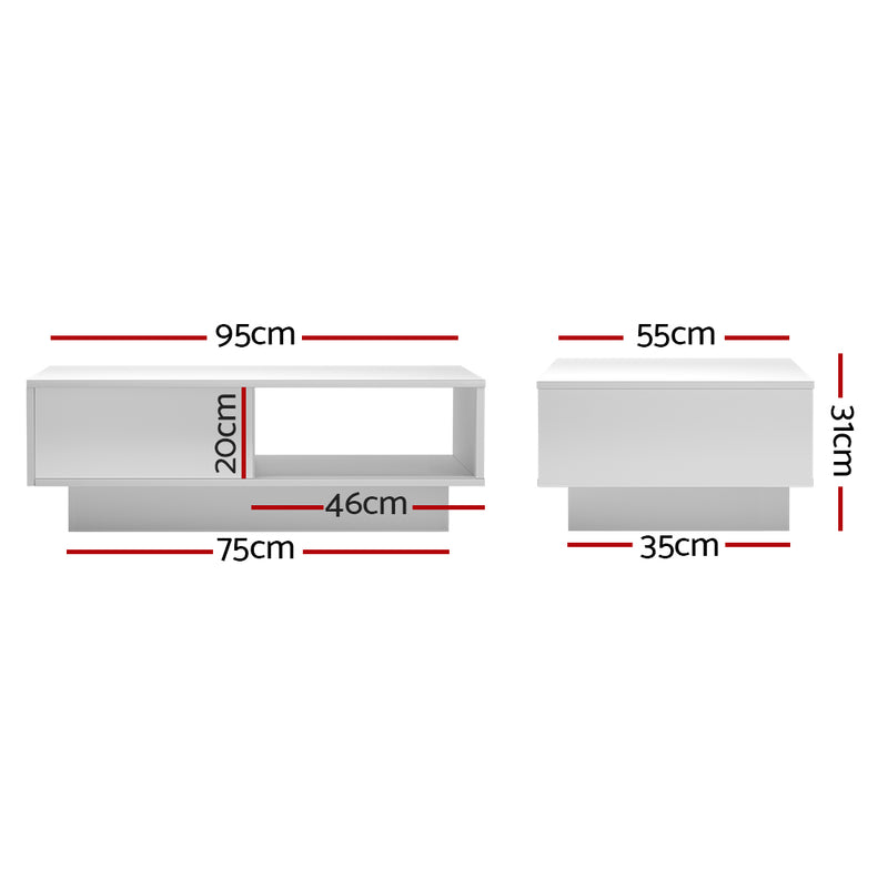 LED Coffee Table White