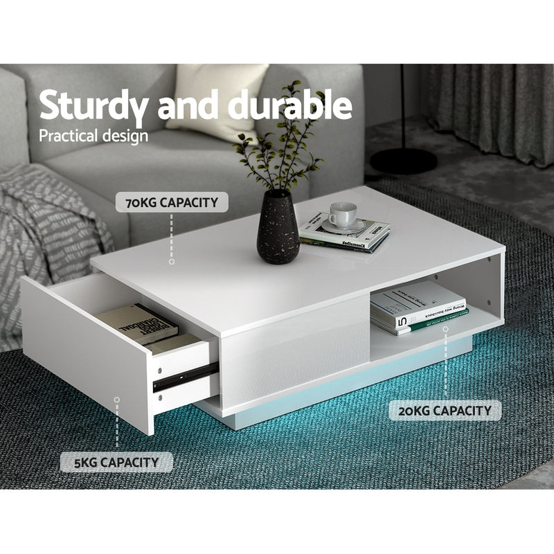 LED Coffee Table White