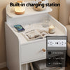 Artiss Bedside Table with Charging Station – White