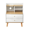 Artiss Bedside Table with Charging Station – White & Pine