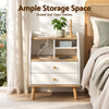 Artiss Bedside Table with Charging Station – White & Pine
