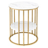 Round 2-Tier Marble Coffee Table – White & Gold