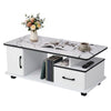 Artiss Coffee Table with Storage Drawer – Marble Finish, White