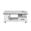 Artiss Coffee Table with Storage Drawer – Marble Finish, White