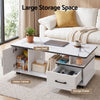 Artiss Coffee Table with Storage Drawer – Marble Finish, White