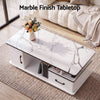 Artiss Coffee Table with Storage Drawer – Marble Finish, White