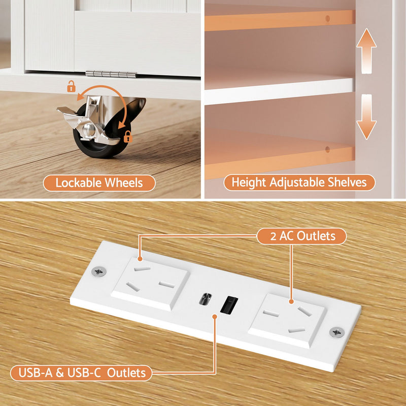 Kitchen Island Storage Cabinet 150cm White