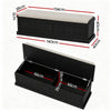 140cm Black Storage Ottoman – Fluted Design