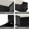 140cm Black Storage Ottoman – Fluted Design