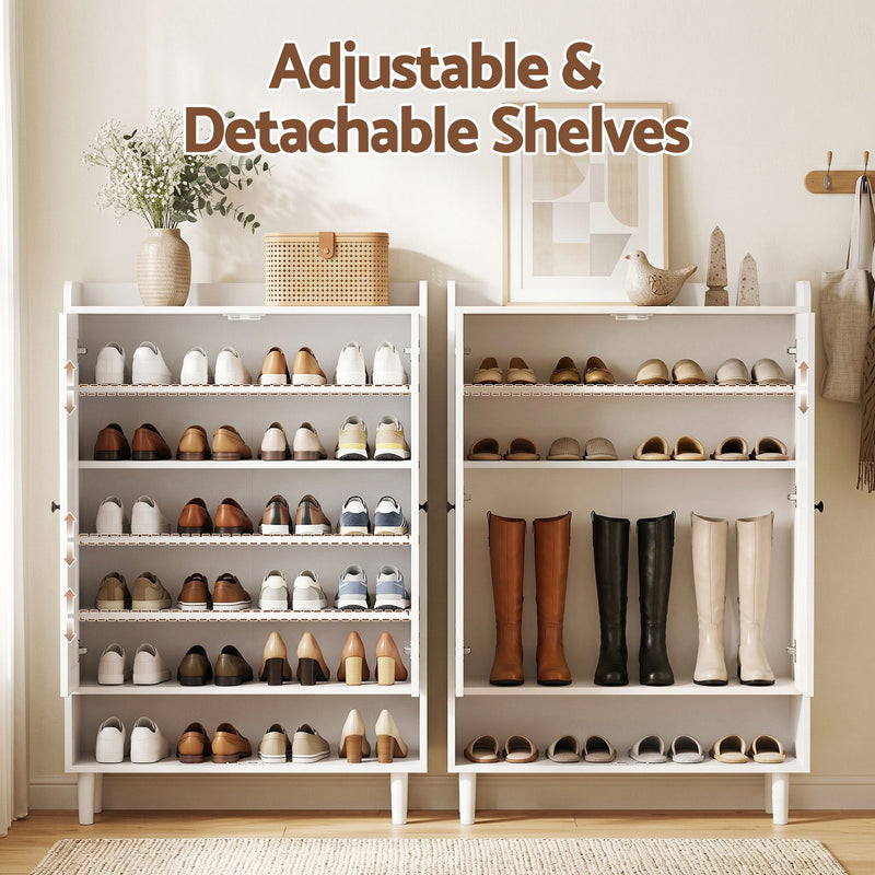 Artiss Shoe Rack Cabinet with Adjustable Shelves – White