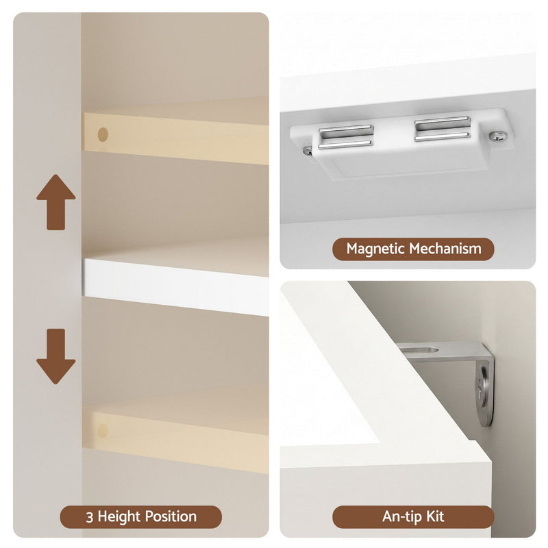Artiss Shoe Rack Cabinet with Adjustable Shelves – White