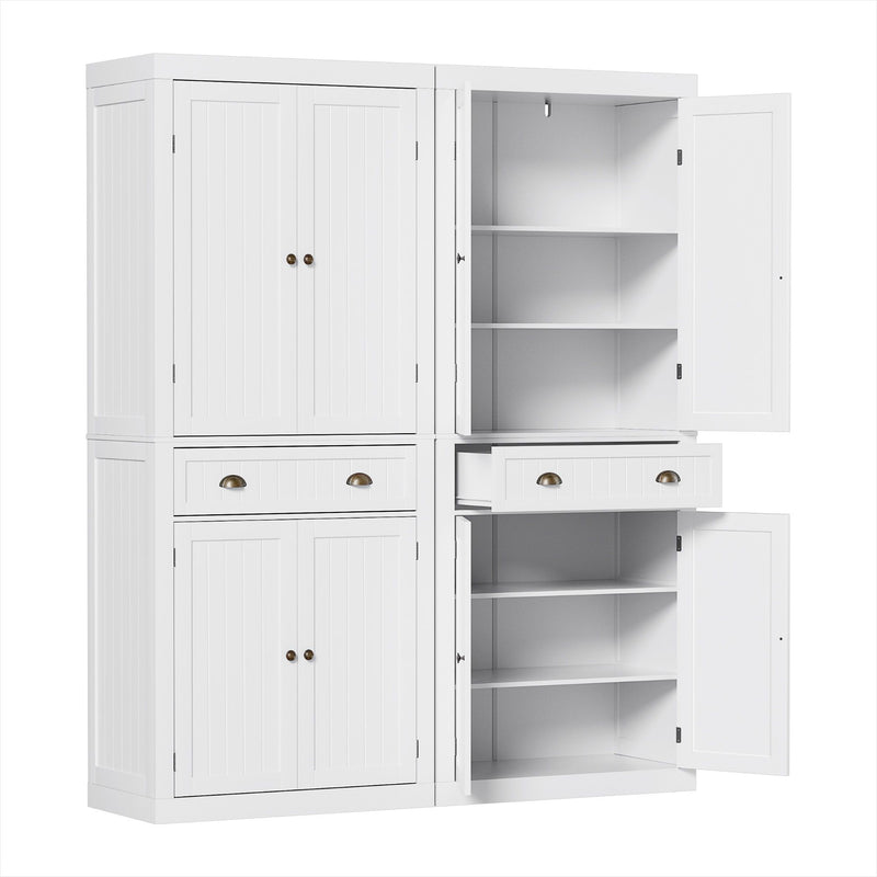 Artiss 2x Storage Cabinet 6-Tier Pantry Cupboard with Drawer - White