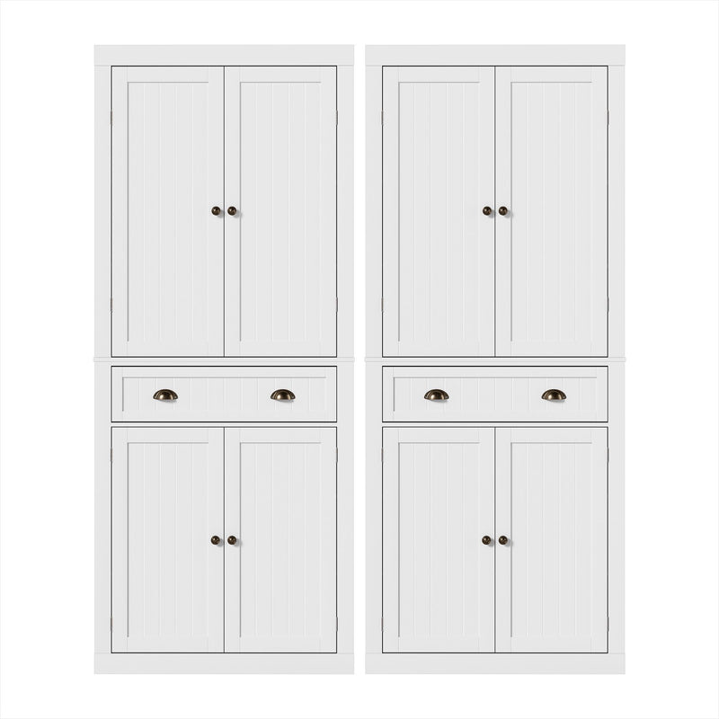 Artiss 2x Storage Cabinet 6-Tier Pantry Cupboard with Drawer - White