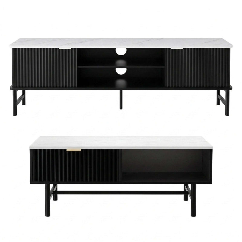 Artiss TV Unit & Coffee Table Set – Black