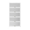 5-Tier White Clear Display Storage Bookshelf