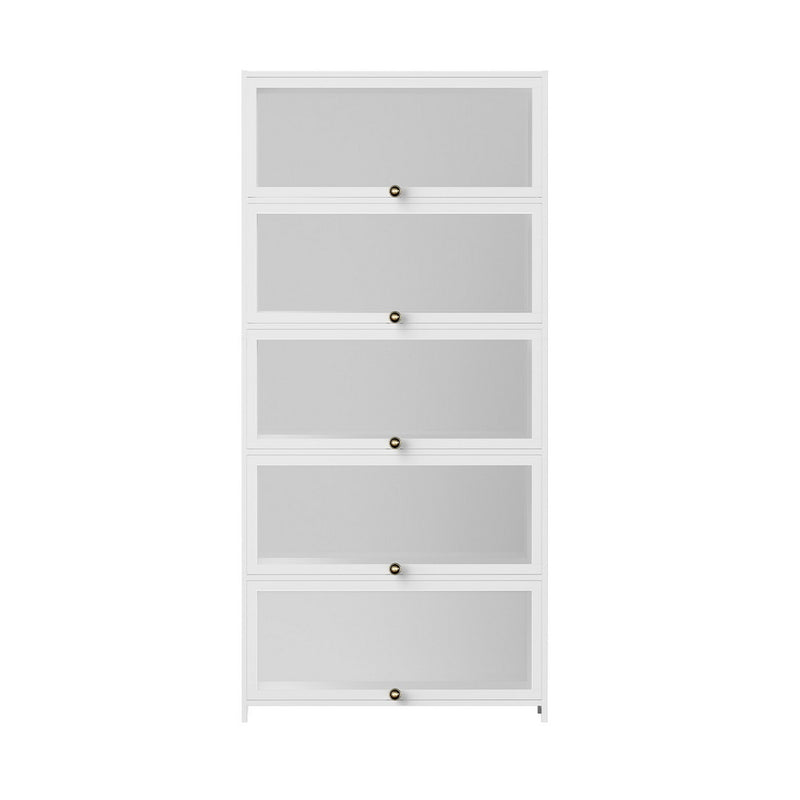 5-Tier White Clear Display Storage Bookshelf