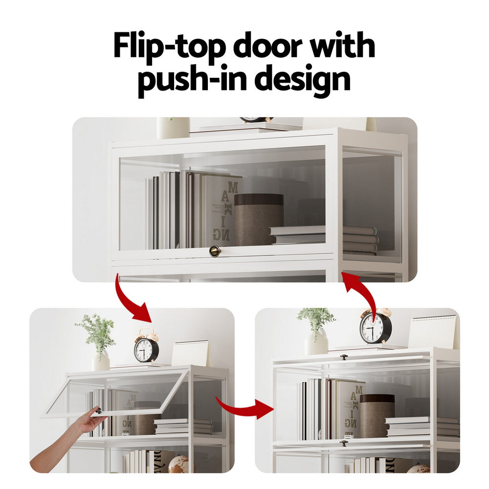 5-Tier White Clear Display Storage Bookshelf
