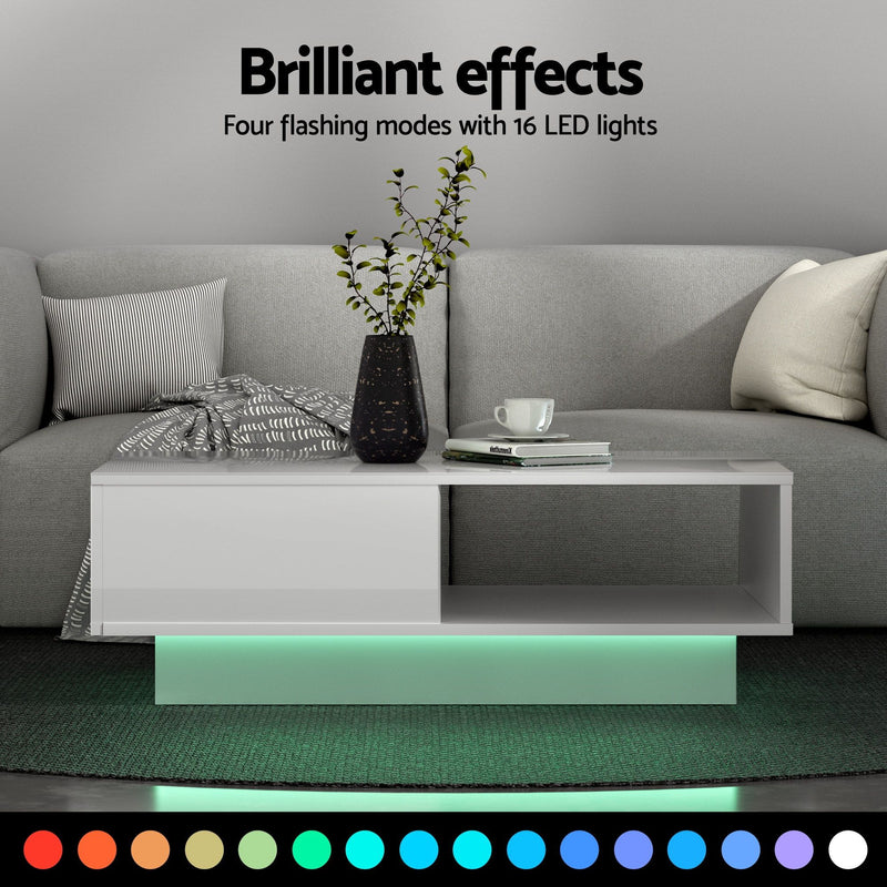 Artiss LED TV Unit & Coffee Table Set – White