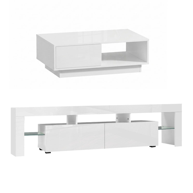Artiss LED TV Unit & Coffee Table Set – White