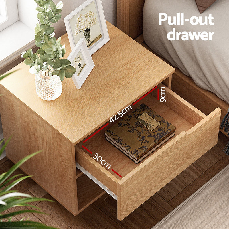Bedside Table 1 Drawer 1 Shelf Nightstand Pine