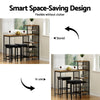 Industrial Bar Table with Wine Rack Cup Holder Multi-Level Storage - Walnut