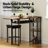 Bar Table with Wine Rack Built-in Cup Holder Extendable