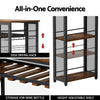 Bar Table with Wine Rack Built-in Cup Holder Extendable