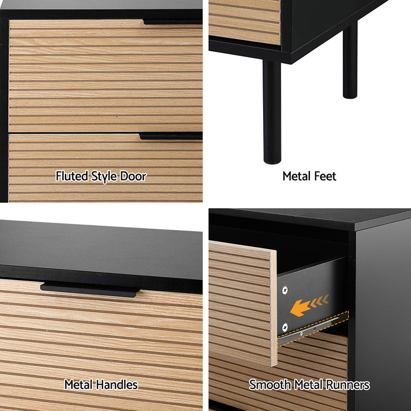 6 Chest of Drawers Dresser Table Black Pine