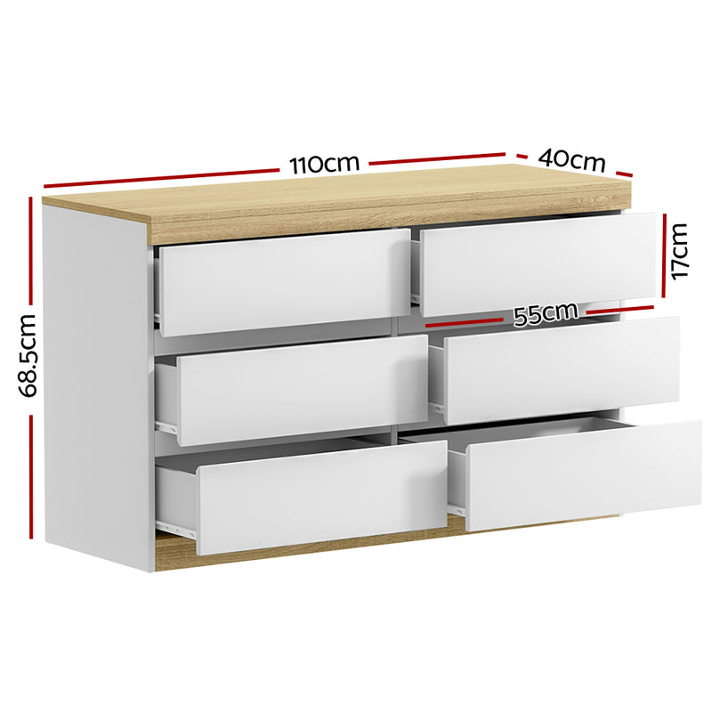 6 Chest of Drawers Cabinet Dresser Table Tallboy White