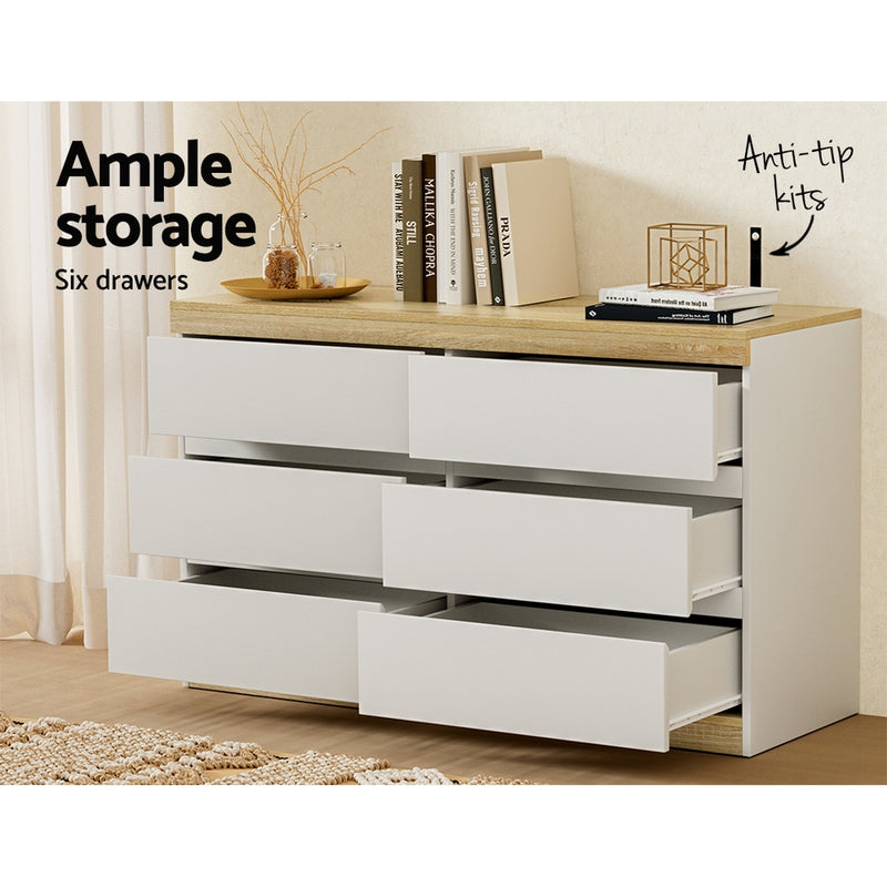 6 Chest of Drawers Cabinet Dresser Table Tallboy White