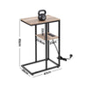 Artiss C-Shaped Side Table with Charging Station – Wood & Black