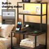 Artiss LED Bedside Table with Charging Station – Black
