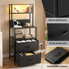Artiss LED Bedside Table with Charging Station – Black