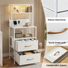 Artiss LED Bedside Table w/ Charging Station – White