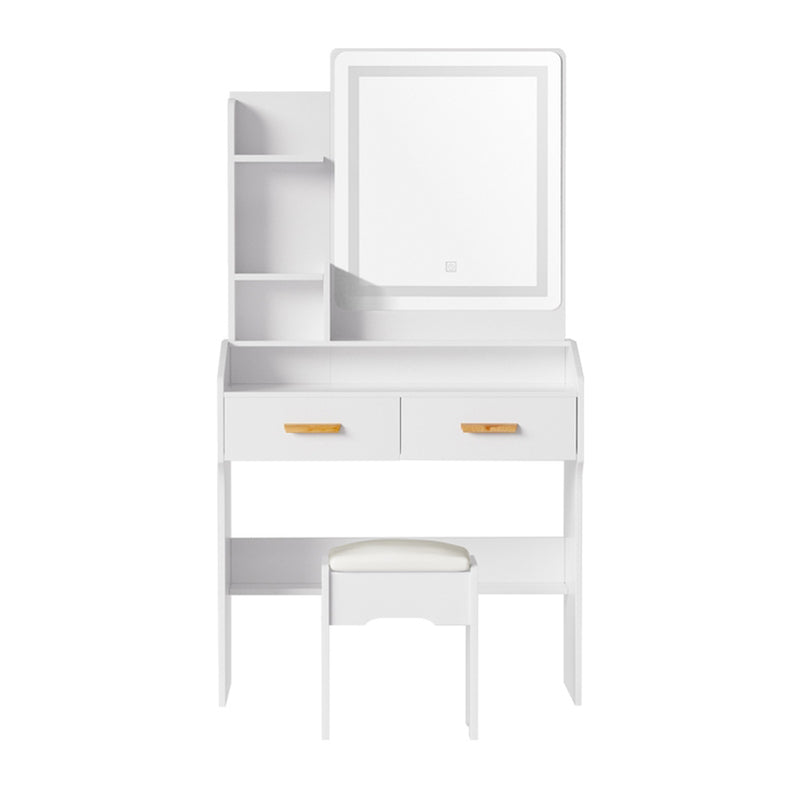 Dressing Table Set Stool Led White Doria
