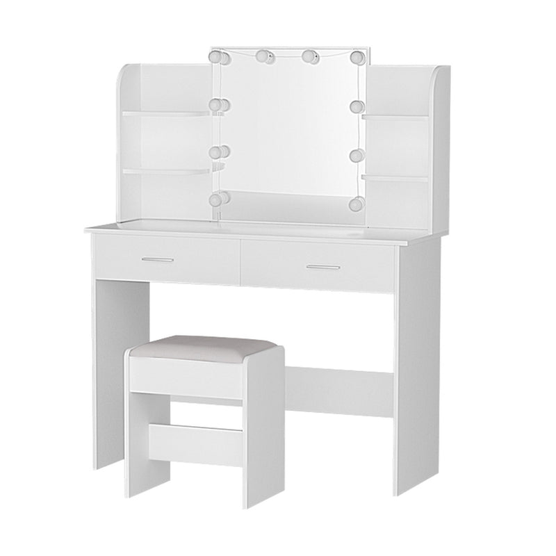 Dressing Table Set Stool 10 Led Bulbs White Dulce