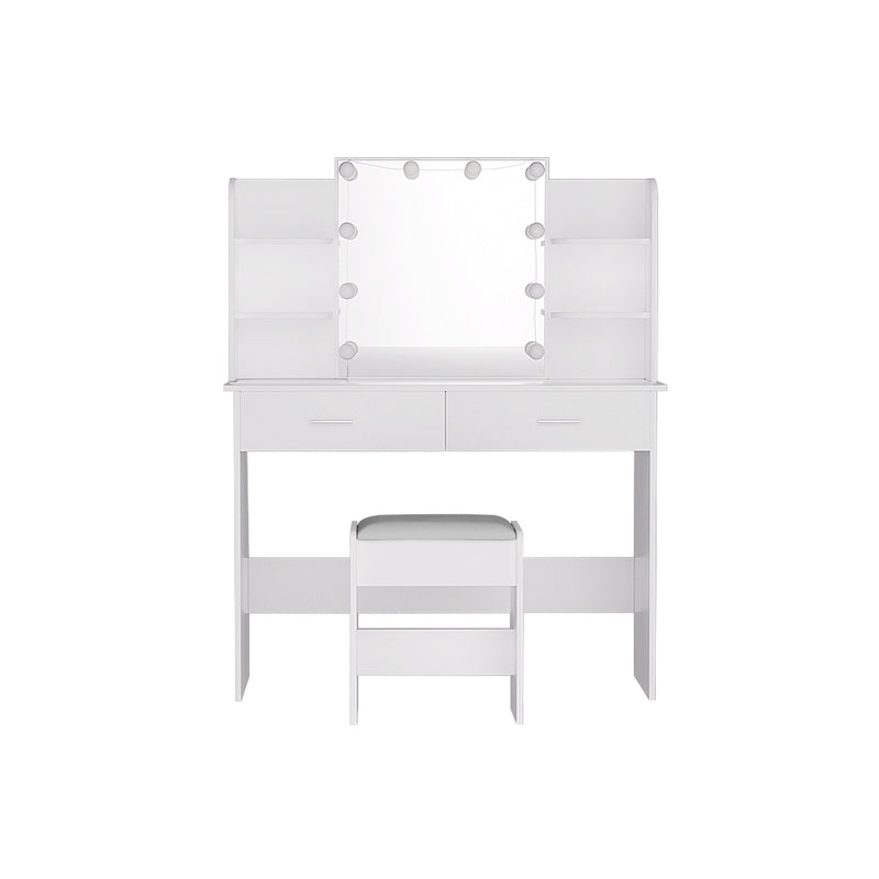 Dressing Table Set Stool 10 Led Bulbs White Dulce