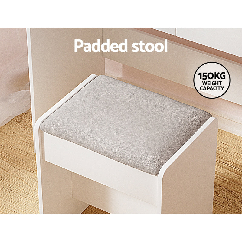 Dressing Table Set Stool 10 Led Bulbs White Dulce