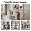 Artiss Corner Vanity Set with LED Mirror, Charging Station & Stool – White