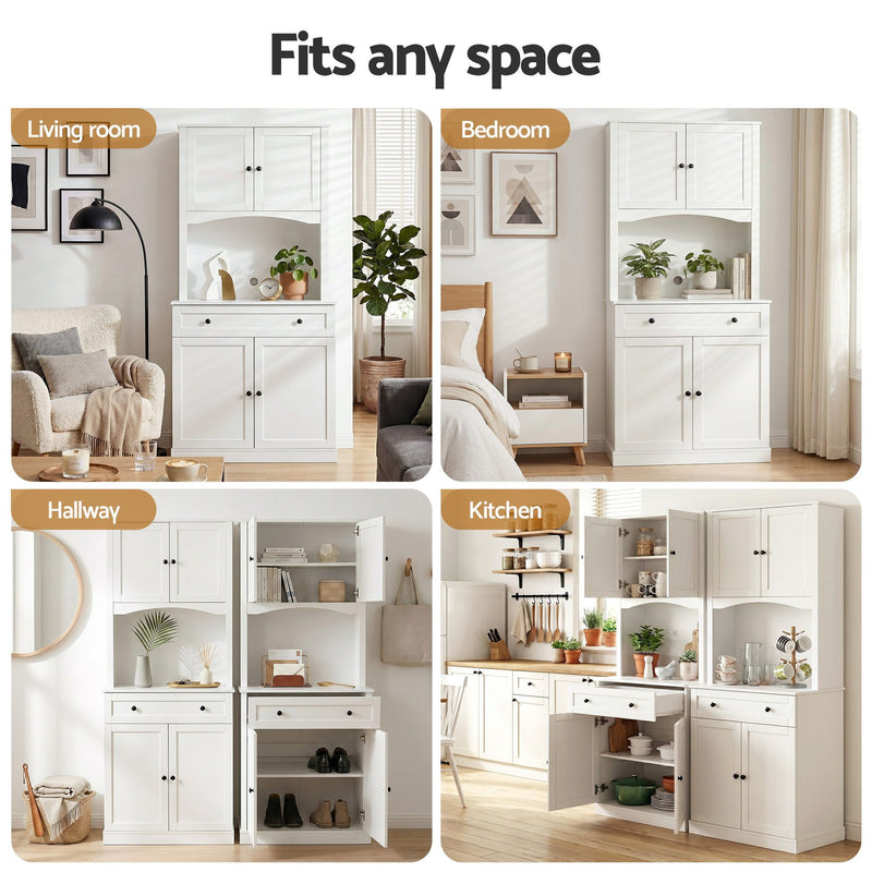 Artiss 2x BEINI Buffet Sideboard Hutch Pantry Cabinet - White