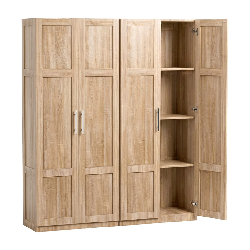 Artiss 2-Door Storage Cabinet Pantry Cupboard Organiser – Pine (Set of 2)